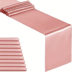 10 Pack Rose Satin Table Runners 30x274 Cm Long Silk Smooth Fabric Wedding Par