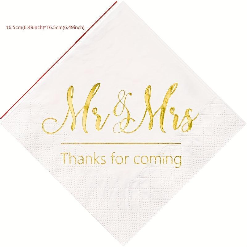 20pcs Mr And Mrs Wedding Napkins Cocktail Beverage Dessert Napkins