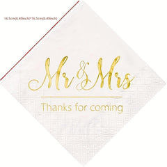 20pcs Mr And Mrs Wedding Napkins Cocktail Beverage Dessert Napkins