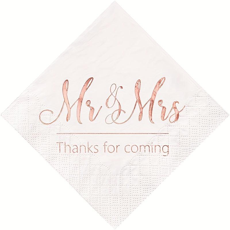 20pcs Mr And Mrs Wedding Napkins Cocktail Beverage Dessert Napkins