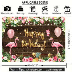 Tropical Flamingo Birthday Backdrop 5x3ft Summer Party Decorations Baby Shower