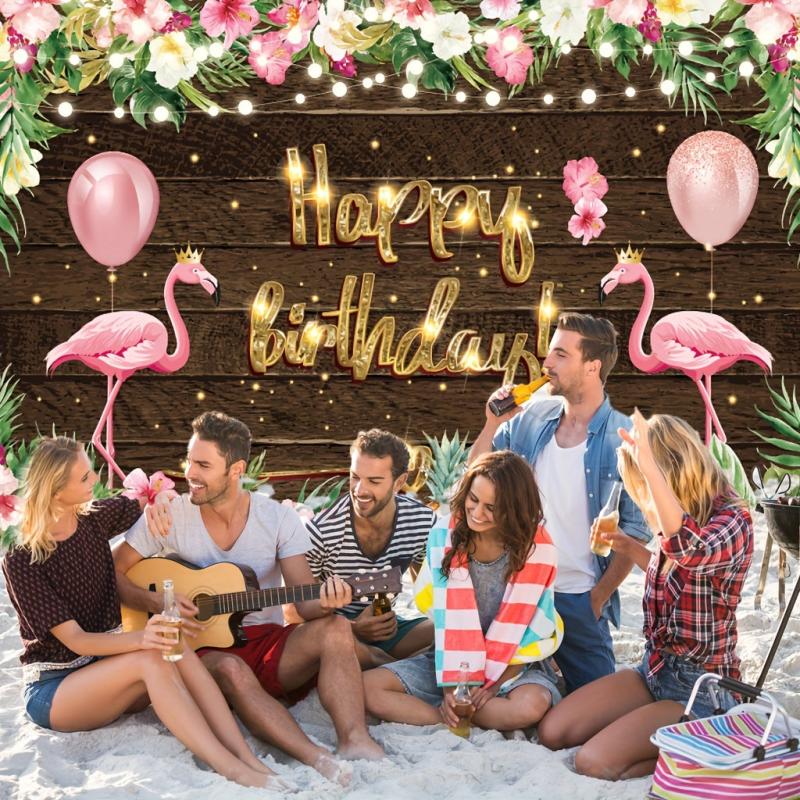 Tropical Flamingo Birthday Backdrop 5x3ft Summer Party Decorations Baby Shower