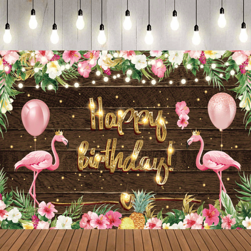 Tropical Flamingo Birthday Backdrop 5x3ft Summer Party Decorations Baby Shower