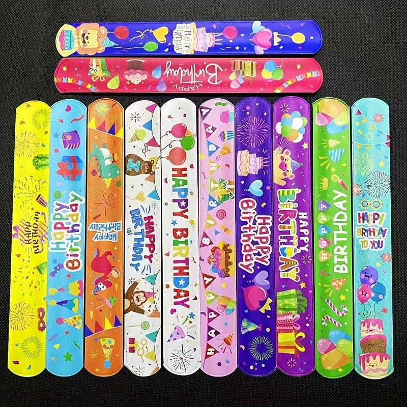 12pcs Hally Birthday Slap Bracelets Cartoon Pop Circle Kid Toys Bracelets