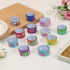 12pcs Hally Birthday Slap Bracelets Cartoon Pop Circle Kid Toys Bracelets