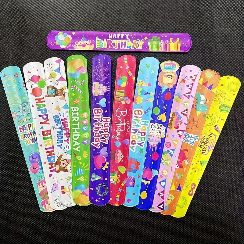 12pcs Hally Birthday Slap Bracelets Cartoon Pop Circle Kid Toys Bracelets