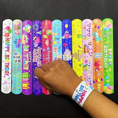 12pcs Hally Birthday Slap Bracelets Cartoon Pop Circle Kid Toys Bracelets