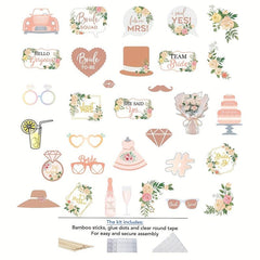 32pcs Wedding Photo Booth Props Funny Selfie Props Kit For Bachelorette Party