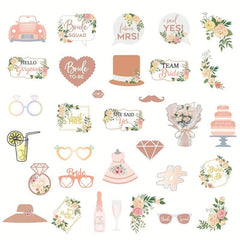 32pcs Wedding Photo Booth Props Funny Selfie Props Kit For Bachelorette Party