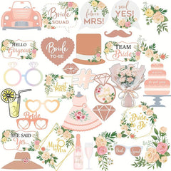 32pcs Wedding Photo Booth Props Funny Selfie Props Kit For Bachelorette Party