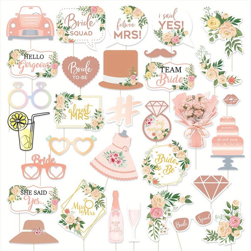 32pcs Wedding Photo Booth Props Funny Selfie Props Kit For Bachelorette Party
