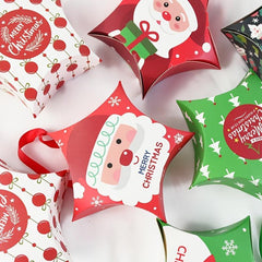 10pcs Xmas Gift Boxes Santa Star Shape Merry Christmas Bags