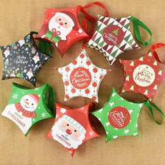 10pcs Xmas Gift Boxes Santa Star Shape Merry Christmas Bags