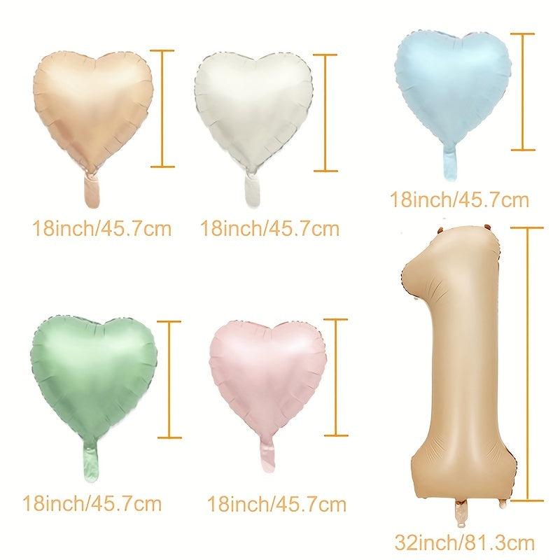 Beige Caramel Number Heart Balloons 1-9 Baby Shower