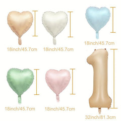 Beige Caramel Number Heart Balloons 1-9 Baby Shower