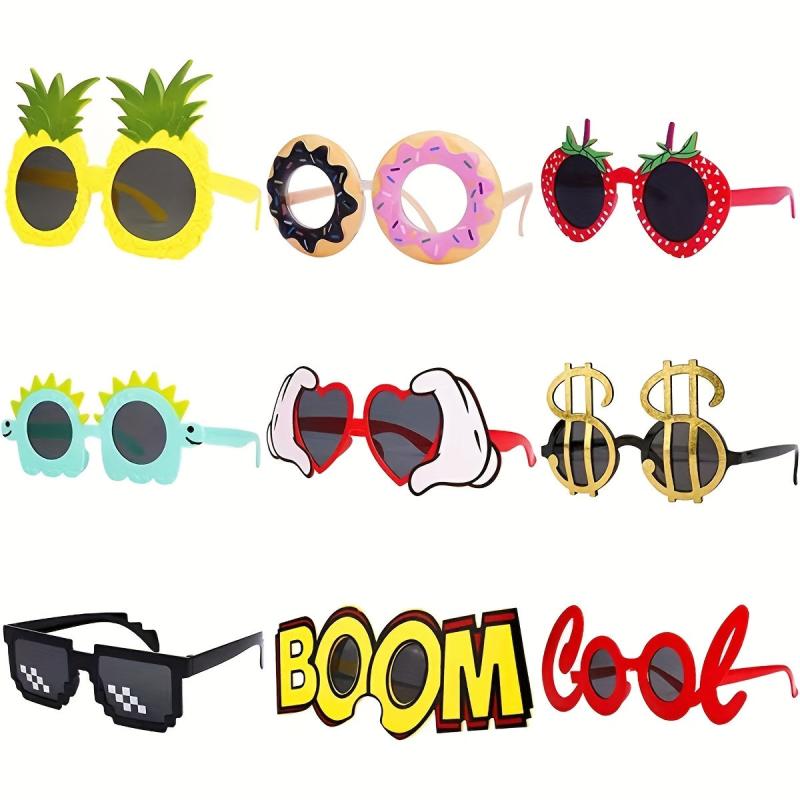 9pcs Party Sunglasses Hawaiian Glasses Funny Fancy Beach Party Favors