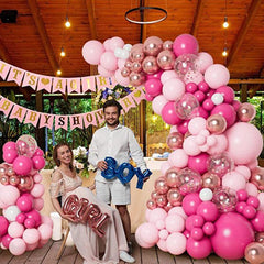 145pcs Rose Golden Peach Pink Balloon Wreath Set Party Decor Balloons