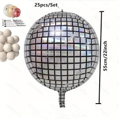 25pcs 22 Inch 4D Gradient Foil Balloons Disco Birthday Wedding Party Decor