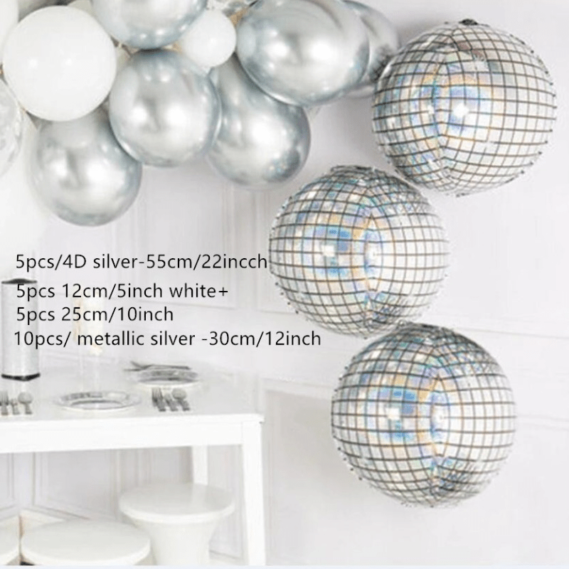 25pcs 22 Inch 4D Gradient Foil Balloons Disco Birthday Wedding Party Decor
