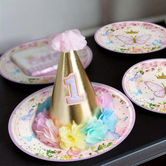 Butterfly Party Supplies Set for 10 Guests - Spring Floral Plates