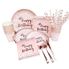 20pcs Birthday Party Disposable Paper Cups Plates Tissues Wedding Decor