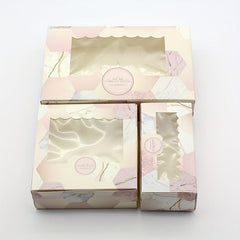 5pcs Pink Granite Marble Pattern Favor Boxes for Events