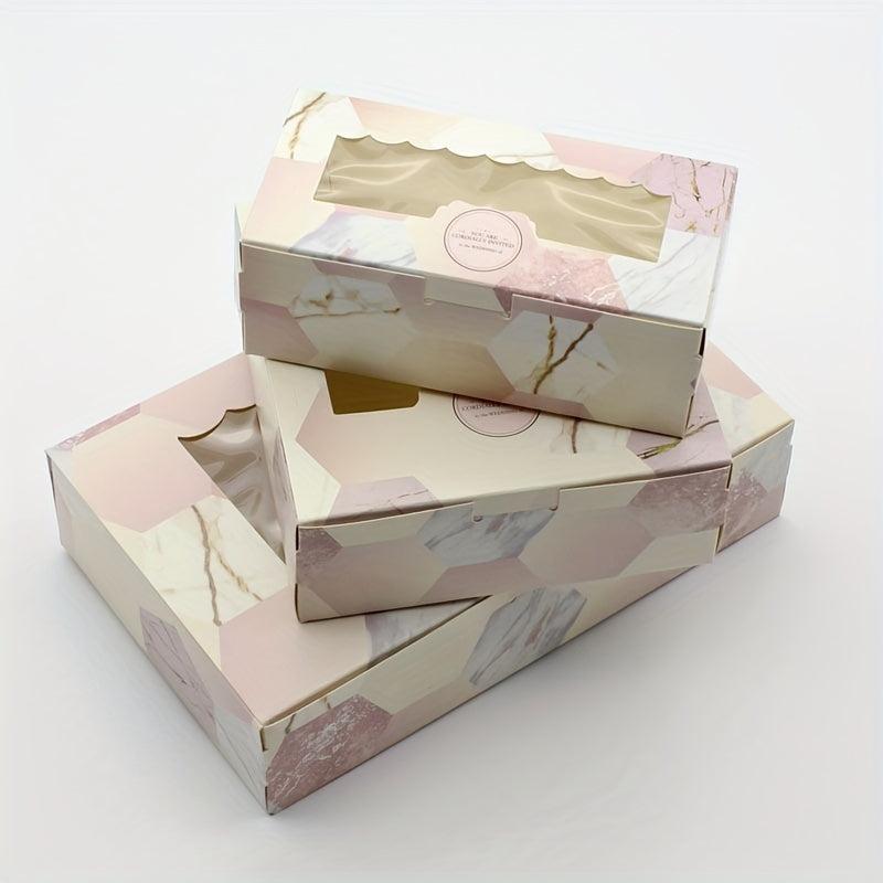 5pcs Pink Granite Marble Pattern Favor Boxes for Events