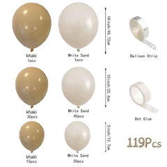 119pcs Retro Sand Balloon Wreath Arch Kit Birthday Party Wedding Supplies