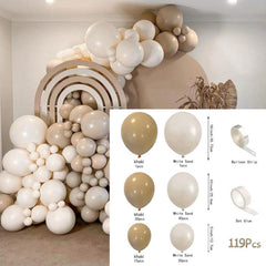 119pcs Retro Sand Balloon Wreath Arch Kit Birthday Party Wedding Supplies