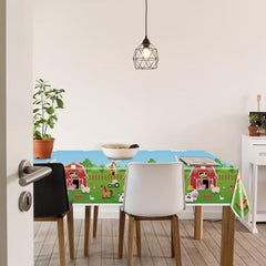 Cartoon Farm Animals Tablecloth 54x108 Inch Disposable for Summer Parties