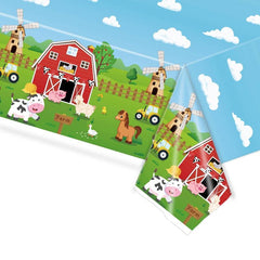 Cartoon Farm Animals Tablecloth 54x108 Inch Disposable for Summer Parties