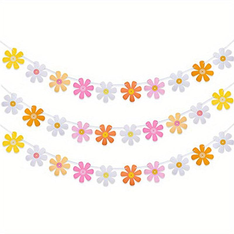Colorful Flower Garland Banner 60s 70s Birthday Party Decoration