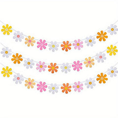 Colorful Flower Garland Banner 60s 70s Birthday Party Decoration