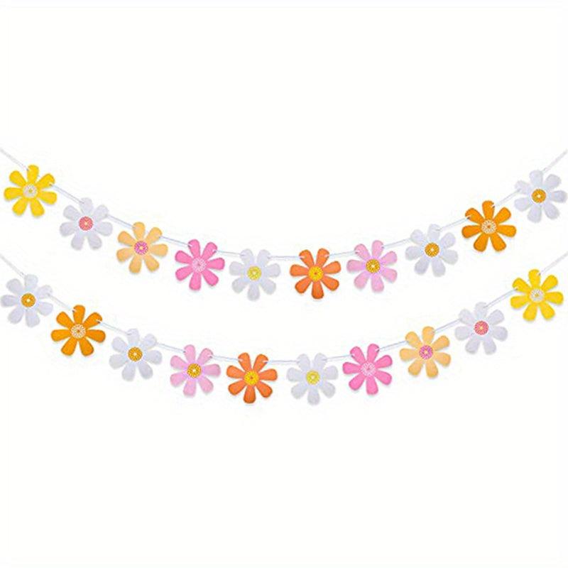 Colorful Flower Garland Banner 60s 70s Birthday Party Decoration