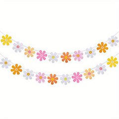 Colorful Flower Garland Banner 60s 70s Birthday Party Decoration