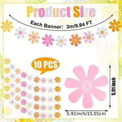 Colorful Flower Garland Banner 60s 70s Birthday Party Decoration