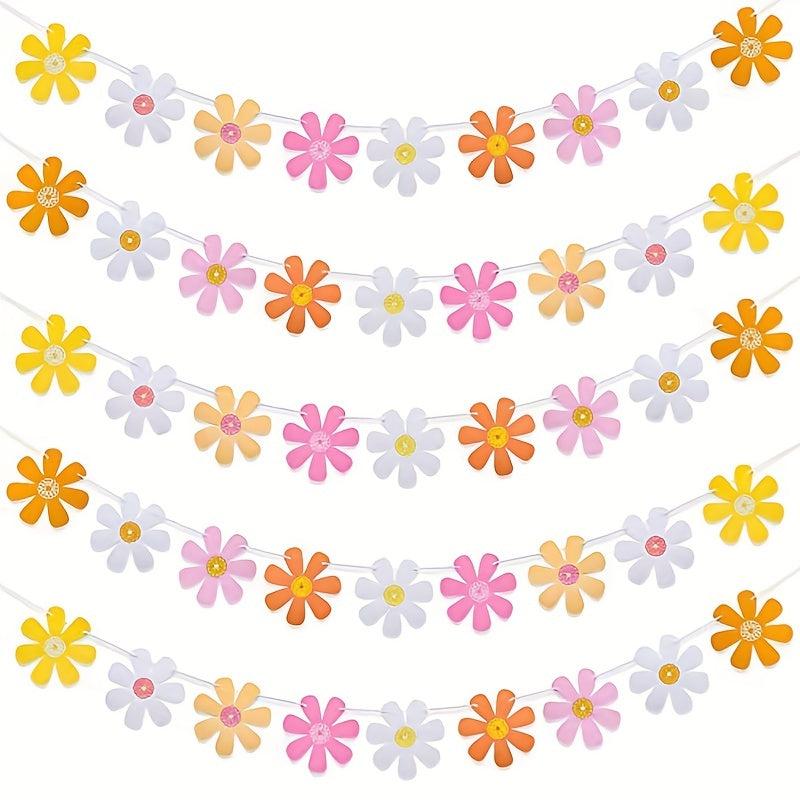 Colorful Flower Garland Banner 60s 70s Birthday Party Decoration