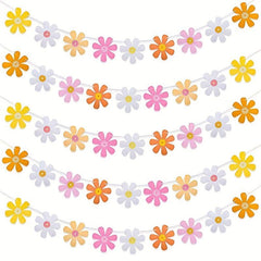 Colorful Flower Garland Banner 60s 70s Birthday Party Decoration