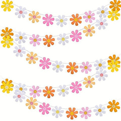 Colorful Flower Garland Banner 60s 70s Birthday Party Decoration