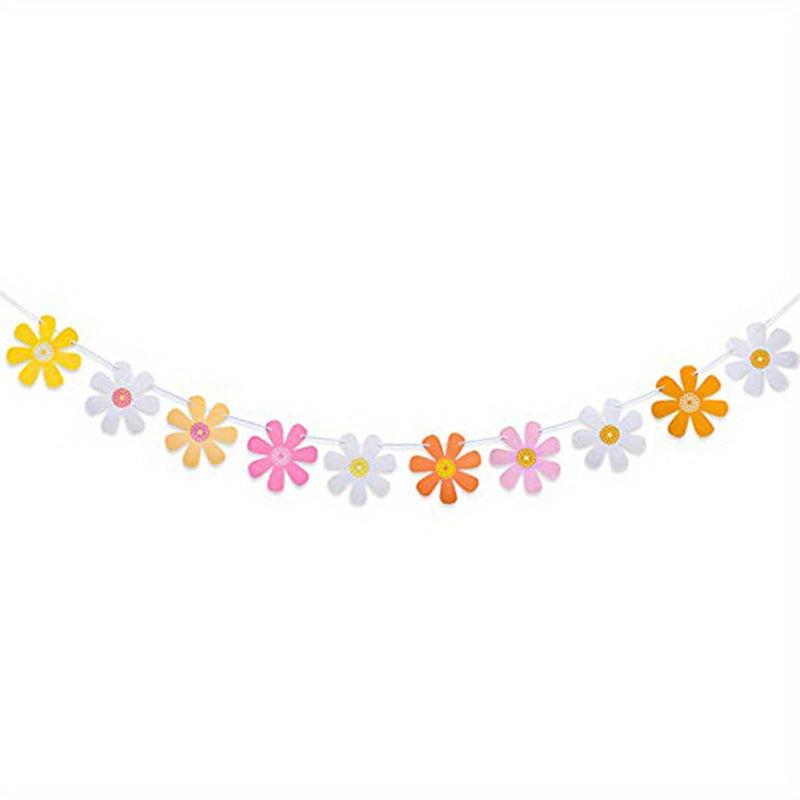 Colorful Flower Garland Banner 60s 70s Birthday Party Decoration