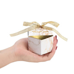 50 Marble Wedding Favor Boxes w/ Ribbons - Perfect for Candy Chocolat