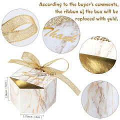 50 Marble Wedding Favor Boxes w/ Ribbons - Perfect for Candy Chocolat