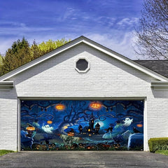 Halloween Decorated Banner 182x396cm Ghost Forest Horror Pumpkin Cemetery