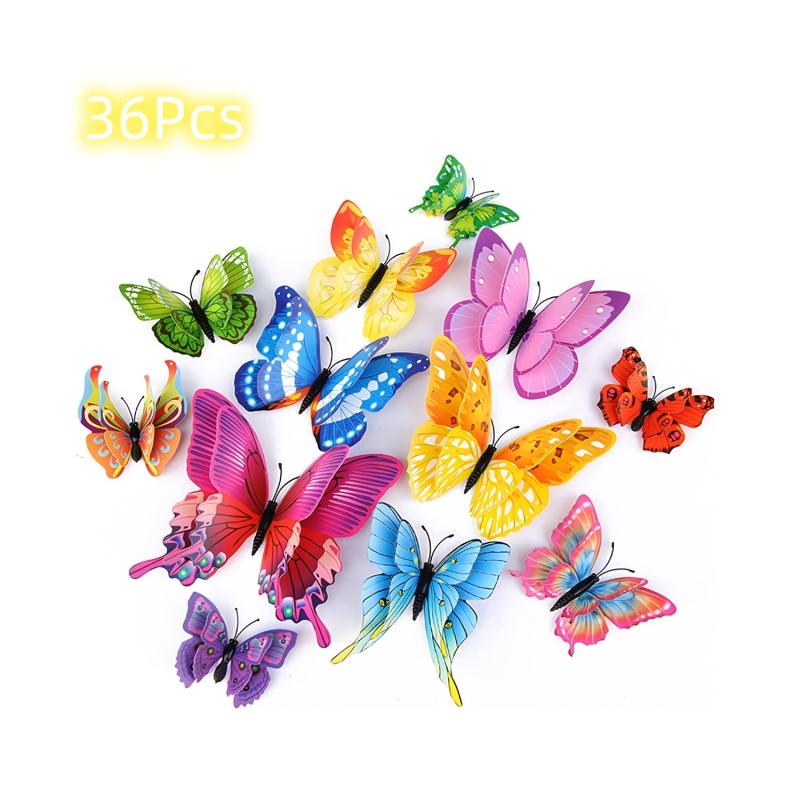 24pcs 36pcs 3D Butterfly Wall Decoration Magnet Self-adhesive Sticker