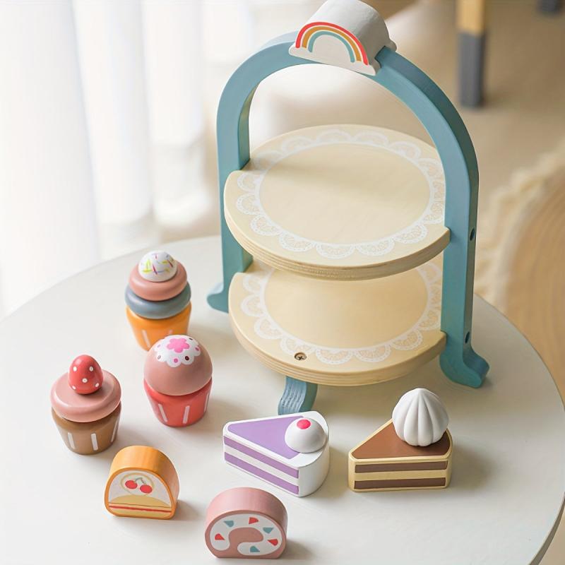 Wooden Ice Cream Tower Play Set Pretend Kitchen