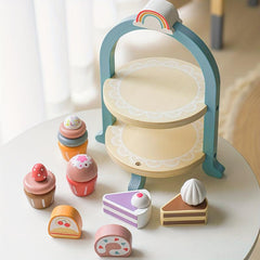 Wooden Ice Cream Tower Play Set Pretend Kitchen