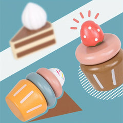 Wooden Ice Cream Tower Play Set Pretend Kitchen