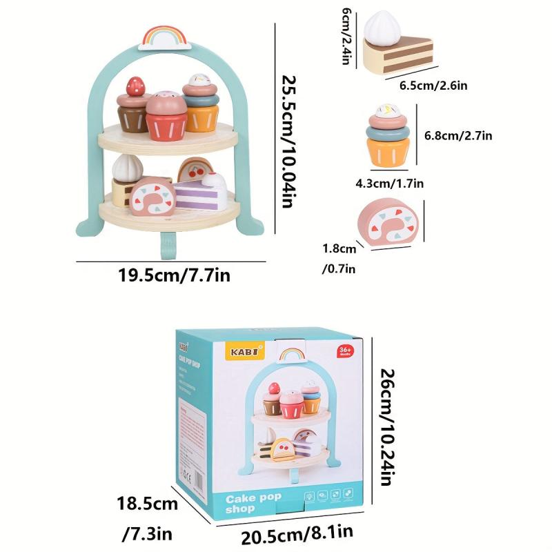 Wooden Ice Cream Tower Play Set Pretend Kitchen