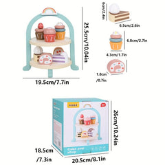 Wooden Ice Cream Tower Play Set Pretend Kitchen