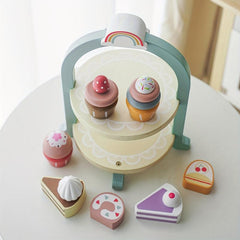 Wooden Ice Cream Tower Play Set Pretend Kitchen